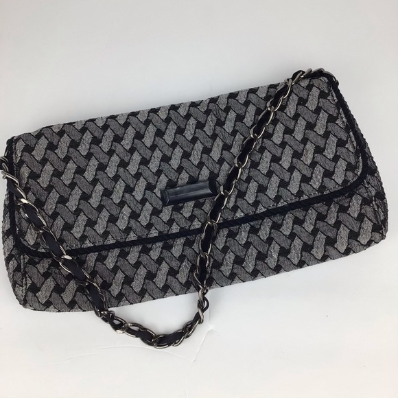 Talbots small bag in basket weave silver & black - Picture 3 of 9